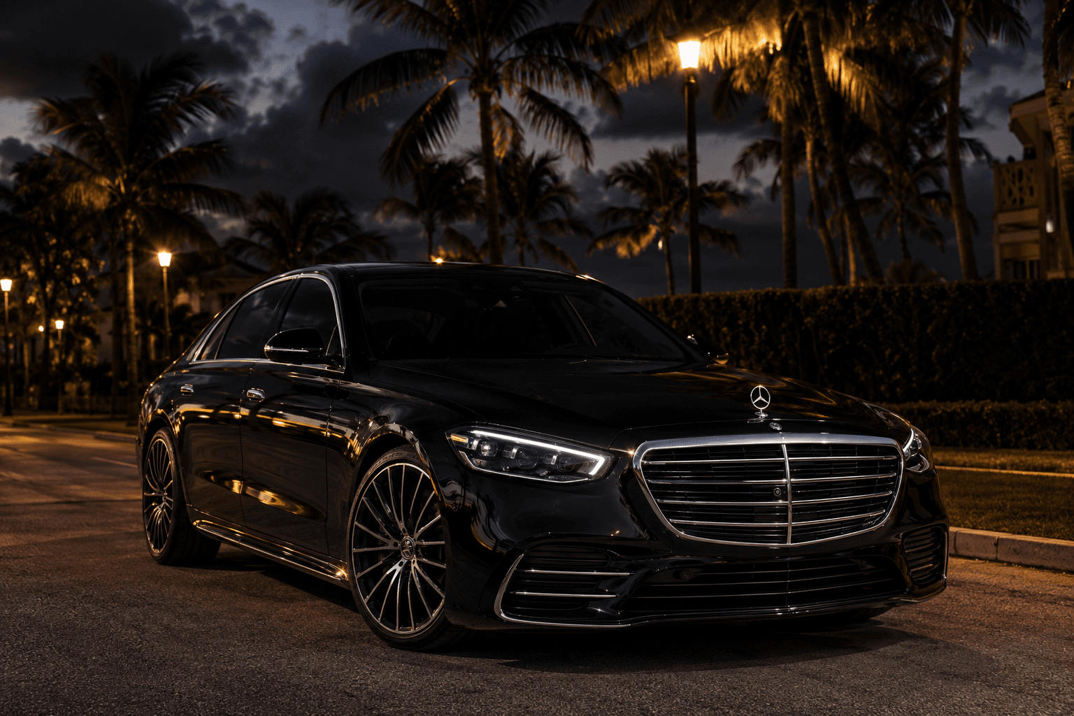 Black Mercedes-Benz S-Class luxury sedan — Octo Prestige Chauffeurs